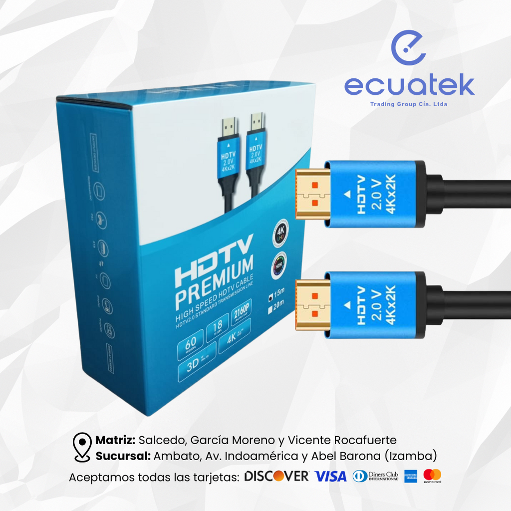 Cable HDMI a HDMI 15 Metros Audio Video High Speed